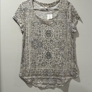 NWT Lucky Brand Outfitters Gray Paisley Short Sleeve Top
